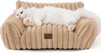 Bedsure ComfyFleece Shown on TV Fluffy Cute Cat Couch for Pets - 24x18x10" / Sandy Beige