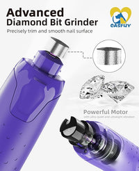 Casfuy Dog Nail Grinder Quiet - (45db) 6-Speed Pet Nail Grinder with 2 LED Lights for Large Medium Small Puppy Dogs/Cats, Professional 3 Ports Rechargeable Electric Dog Nail Trimmer with Dust Cap