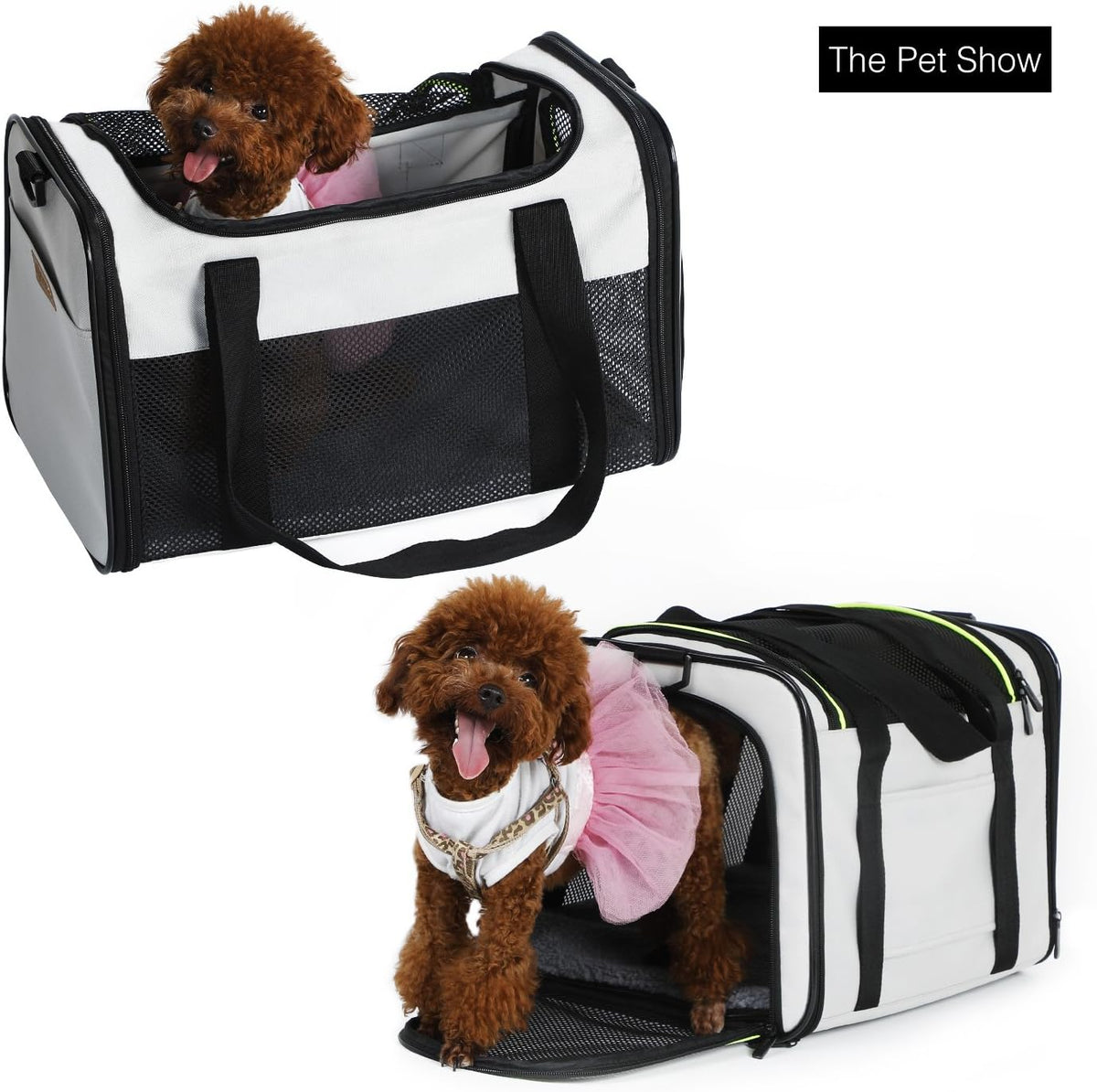 Cat Carrier, Portable Foldable Dog Pet Carrier - 17.5"L x 11.0"W x 11.0"H / Grey - image 3