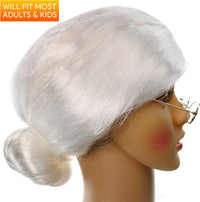 Skeleteen Old Lady White Costume Wig - image 4