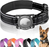 Upgraded AirTag Dog Collar, IP68 Waterproof Dog Collar with Apple Air Tag Holder, Reflective Adjustable Heavy Duty Dog Collars with Soft Padded for Small, Medium and Large Dogs,Black, S