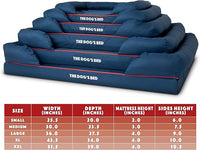 The Dog’s Bed, Medium Blue/Red 30x23.5, Memory Foam, Pain Relief: Arthritis, Hip & Elbow Dysplasia, Post Surgery, Lameness, Supportive, Calming, Waterproof Washable Cover, Veterinary Approved