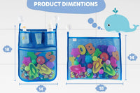 2 x Mesh Bath Toy Organizer + 8 Ultra Strong Hooks - Blue 2-Pack - image 2