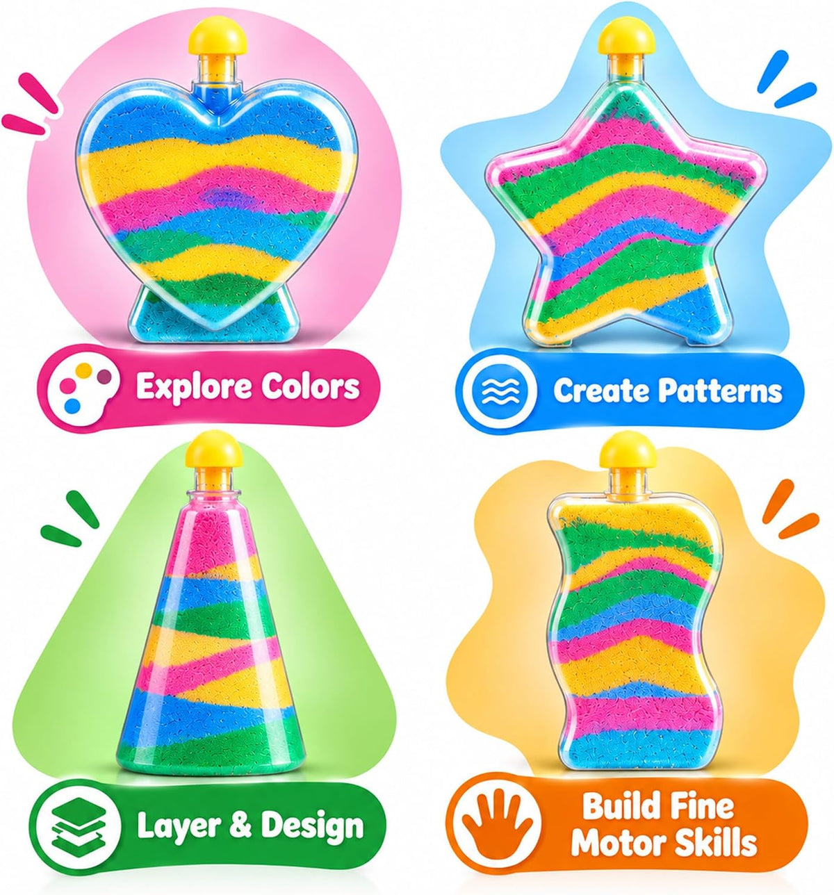 Sand Art Kits for Kids, Colored Sand Bottle Crafts & Party Favors – Fun for Kids & Family - 12 Pack - image 4
