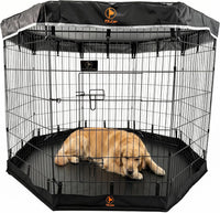 Puppy Playpen with Bottom Pad and Door, 8 Panels 24" H - Black / Large Pen: 42-Inch High / Playpen+Bottom+Top Cover - image 3