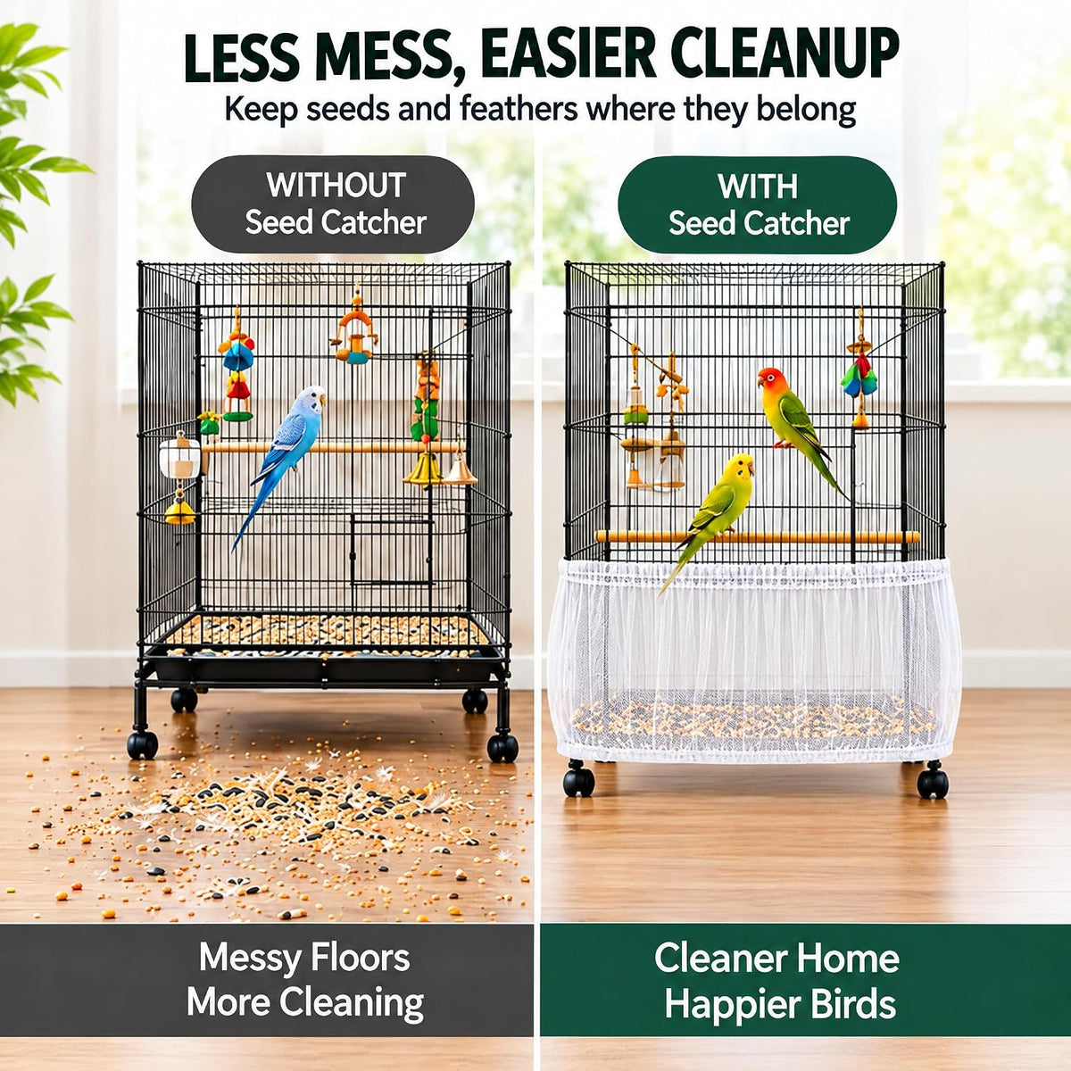Bird Cage Net Cover Seed Catcher - White / 118 x 15 Inch/ 300 x 37 cm - image 3