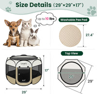 Love's cabin Pet Puppy Dog Playpen - Khaki with Pad / 25.0"L x 25.0"W x 17.0"H - image 3