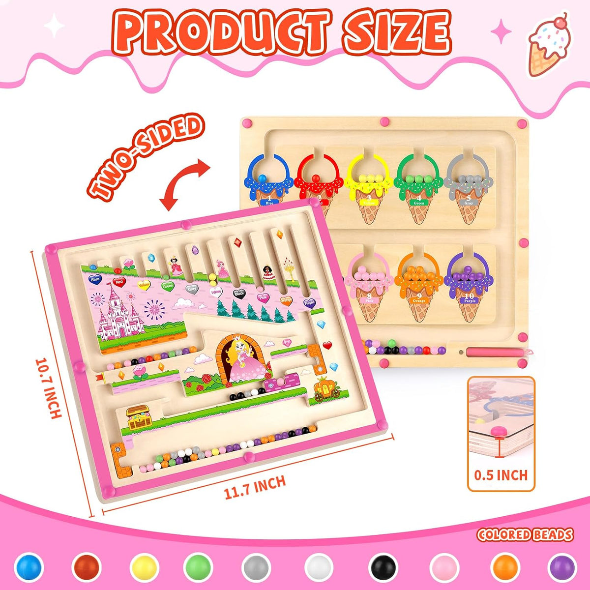 Ice Cream Magnetic Color and Number Maze - 2 in 1-princess & Ice Cream - image 3