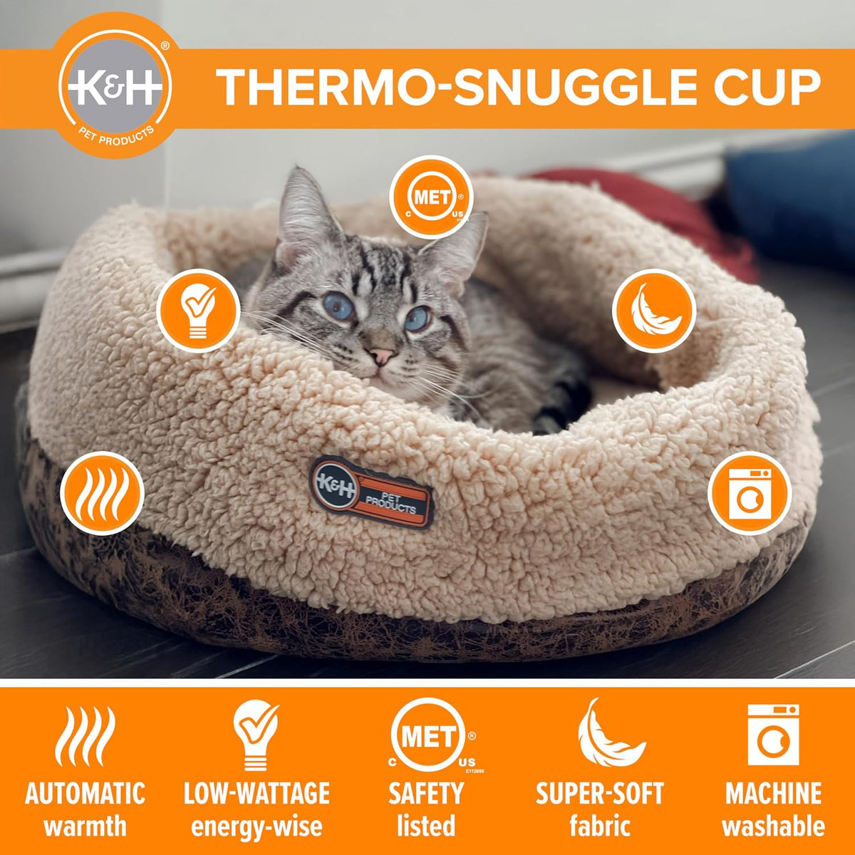 K&H Heated Cat Bed, Thermo-Snuggle Cup Bomber Indoor - Chocolate / 14 X 18 Inches / Cup Bomber - image 3