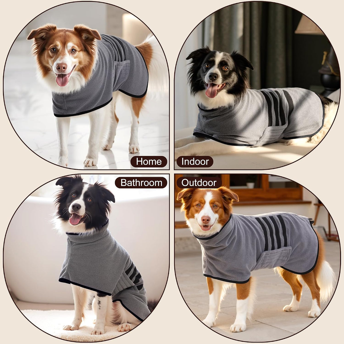 Microfiber Dog Bathrobe, Super Absorbent Dog Drying Coat – Essentials for Dogs - Black / Medium - image 3