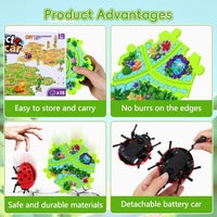 VESPRO 100PCS Car Track Set, 4 Series Puzzle Racer Play Set - 10pcs Insect Puzzle Rail Car - image 4