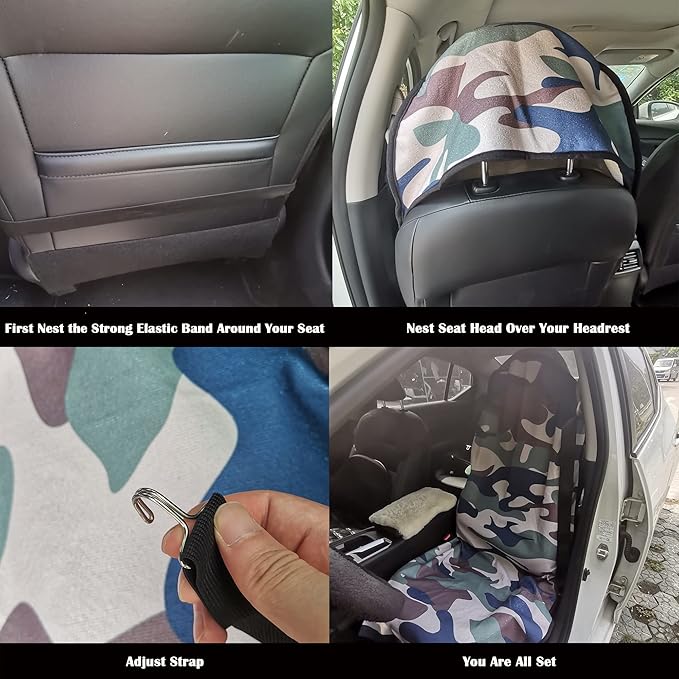 Car Seat Cover Protector Front Seats,for Gym Workout,Running,Swimming,Beach and Hiking,Waterproof Sweat Towel Bucket Seat Covers for Cars SUV Trucks (Camouflage, 2Pcs)