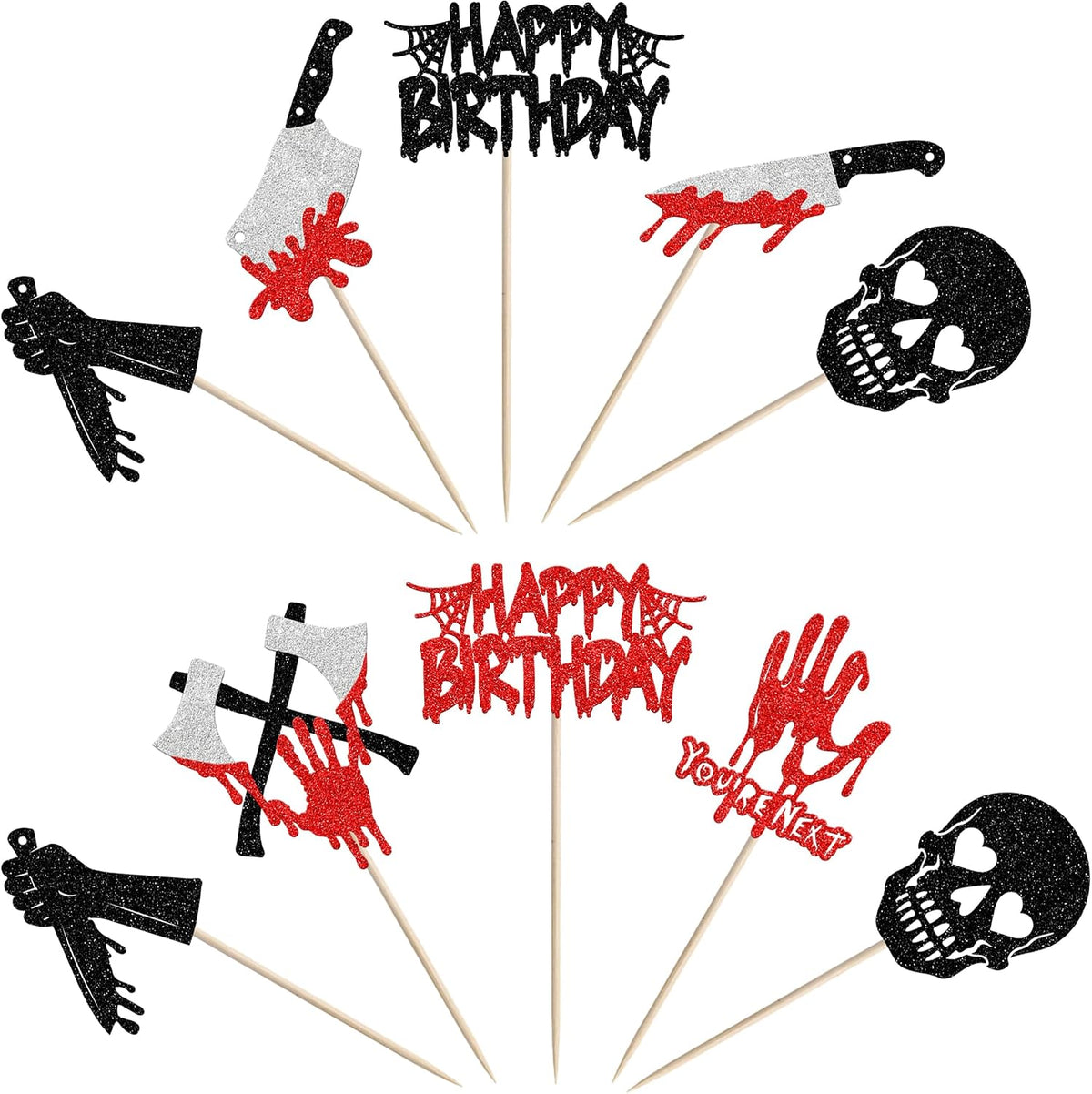 Rsstarxi 24 Have a Killer Birthday glitter horror cupcake toppers - view 30
