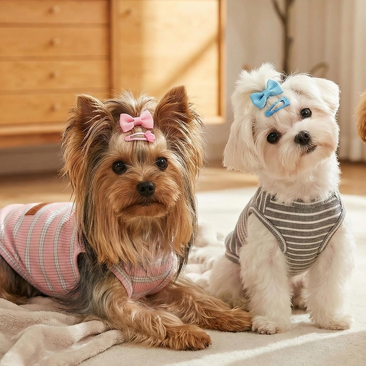 BAOBICUTE 3-pack striped cotton dog shirts, stretchy sleeveless vest - view 2