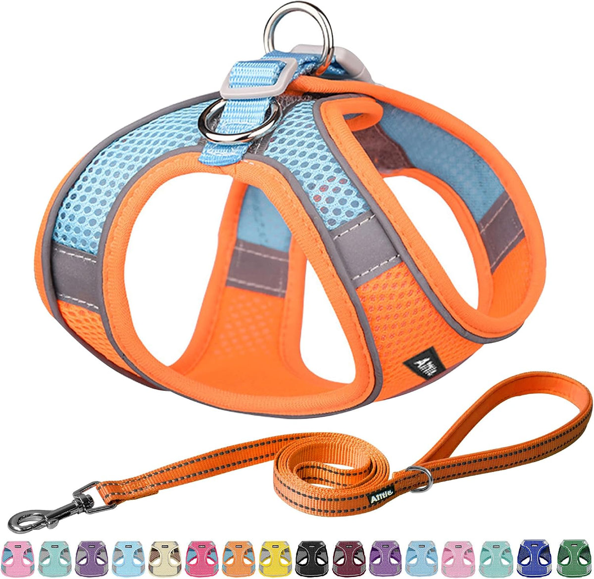 AIITLE Small Dog Harness and Leash Set, Step-in Puppy Pet Vest - XS(Chest: 11.5 - 13.5") / Orange