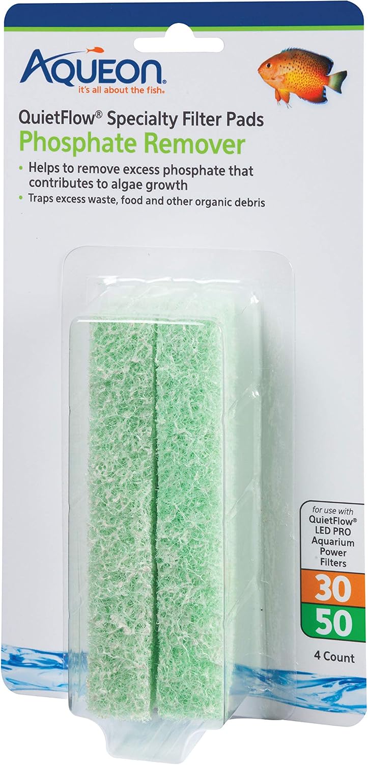 Aqueon QuietFlow LED PRO Ammonia Reducer 4 Count Filter Pads - For Model 30 and 50 / Phosphate