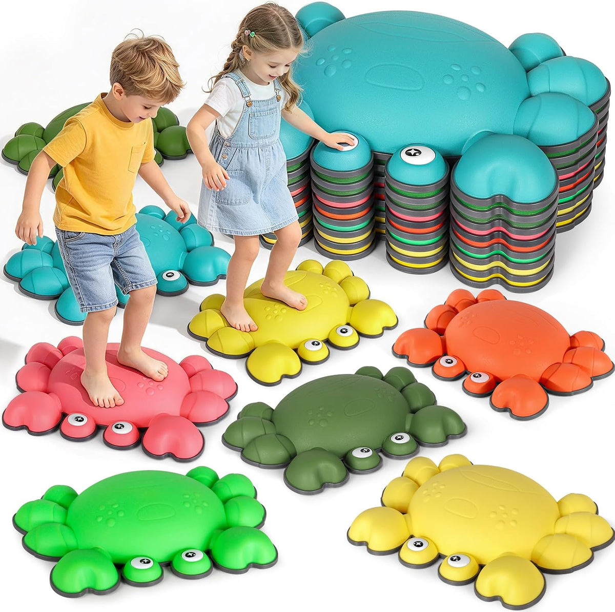 TOPNEW crab balance stepping stones for kids in bright colors, set of 6 - view 3