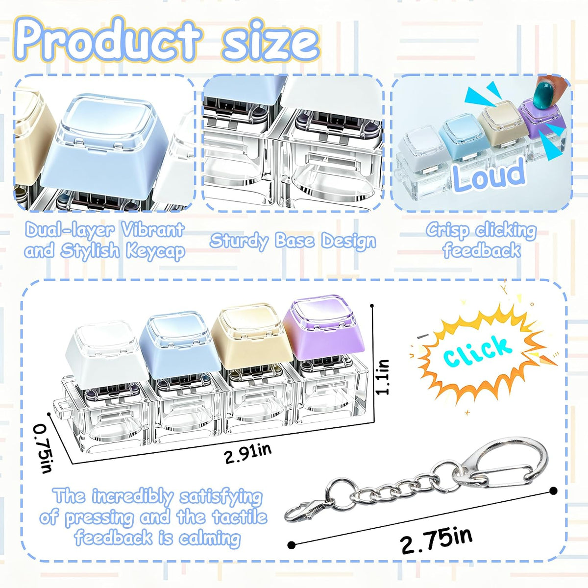 2 PCS Keyboard Fidget Toy - Four Colors / Double Layer Keycap - image 3