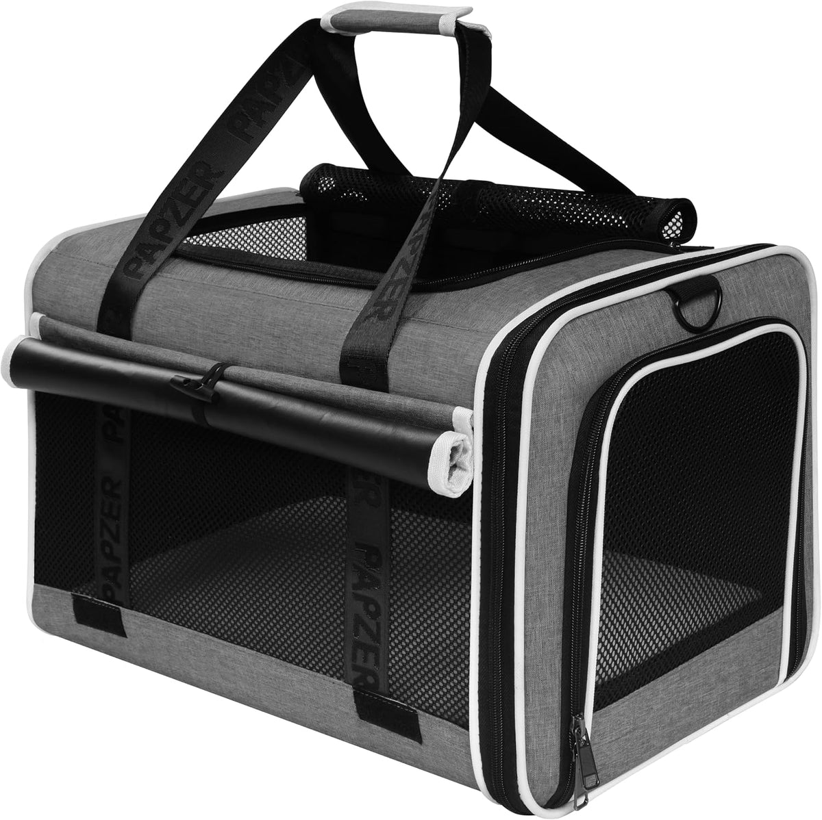 Cat Carrier for Travel, Soft-Sided, Top Loading, Privacy Curtain - Grey / 18.0"L x 11.0"W x 11.0"H