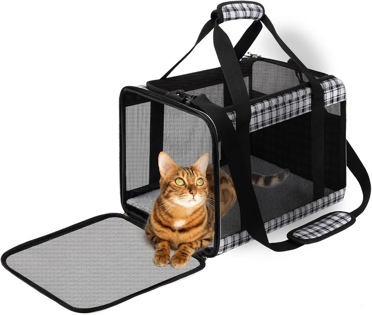 Large Cat Carrier Dog Carriers Soft for Small Medium Cats Puppies Up - Black