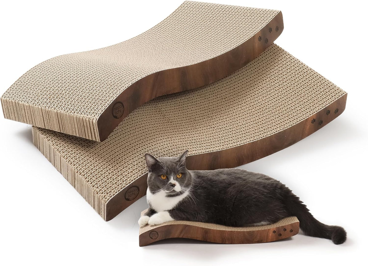 Reversible Wave Cat Scratcher for Indoor Cats - Dark Cherry / 2pcs