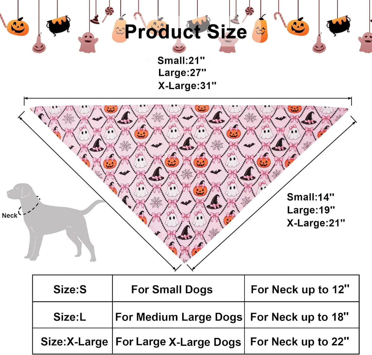 Halloween Dog Bandanas, L - Large / Pink Halloween - image 4