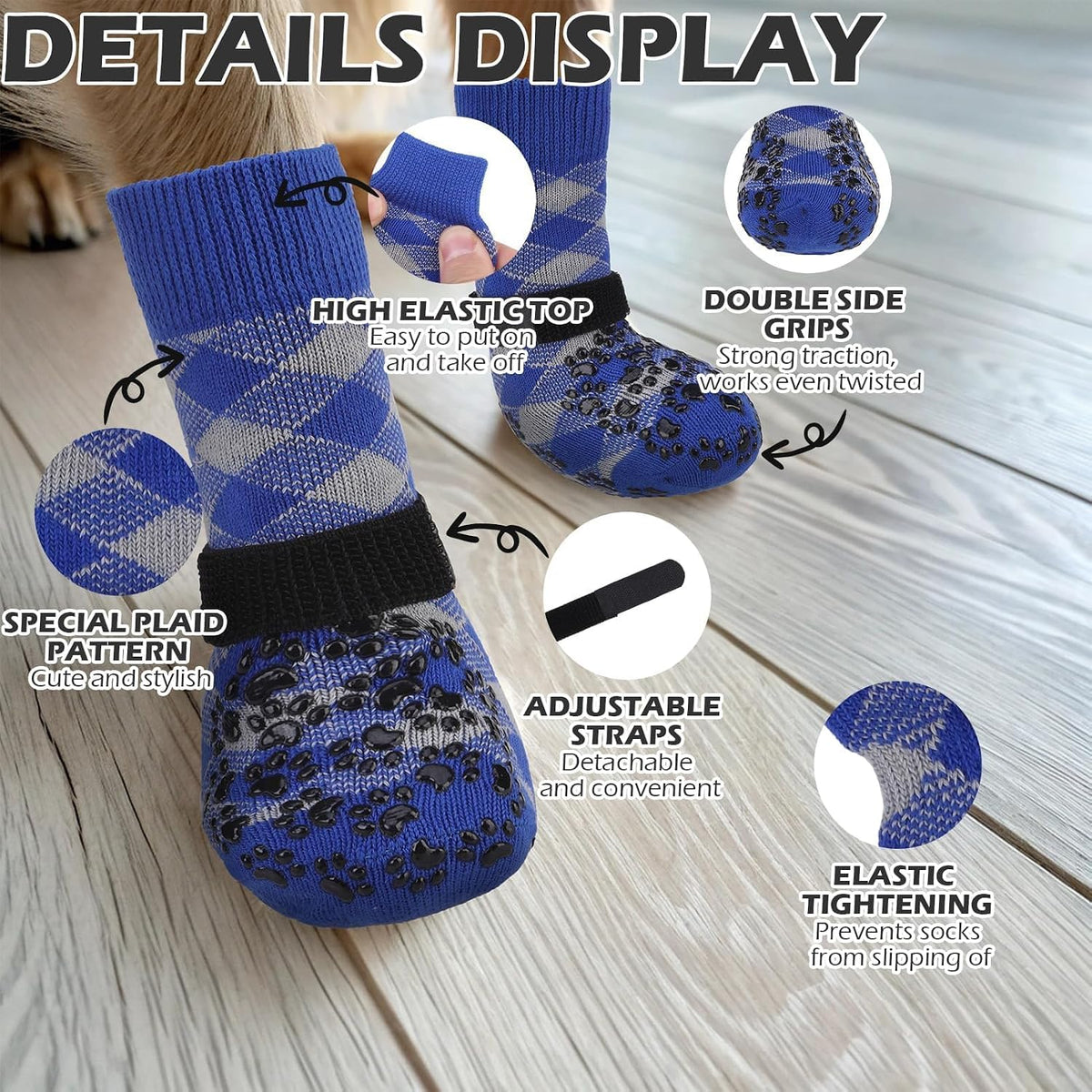 EXPAWLORER Dog Socks for Hot Pavement Summer to Prevent Licking Paws - X-Large / Blue - image 3
