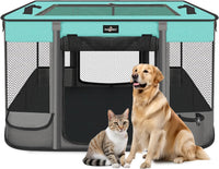 Foldable Pet Kitten Playpen - Black Teal 03 / Large(35.4''×27.5''×23.6'')