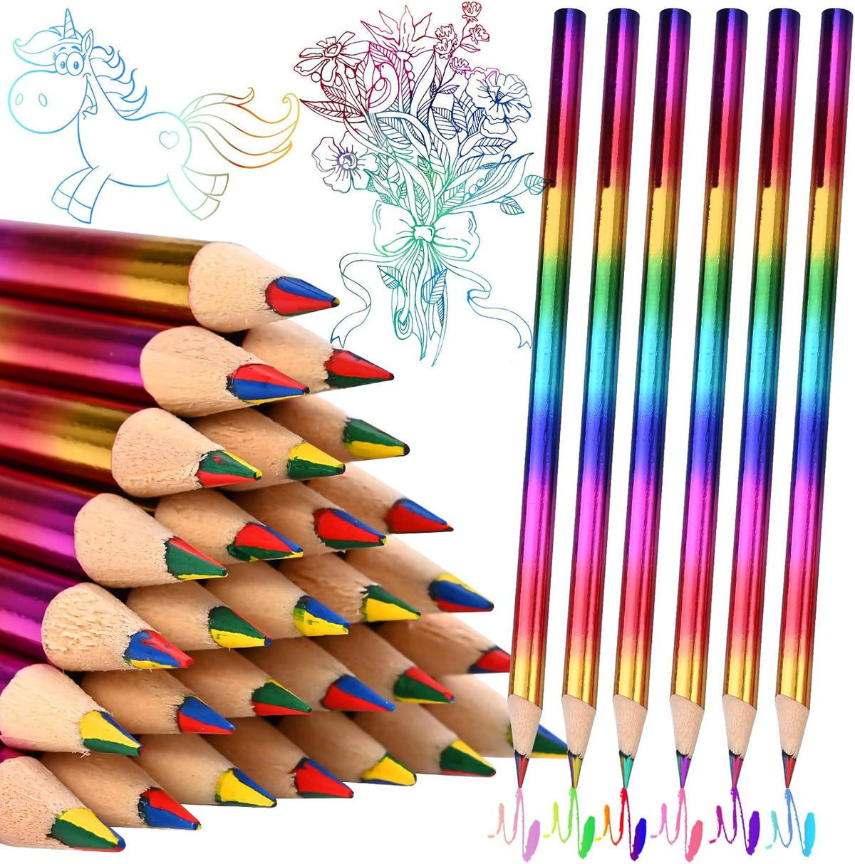 GOLDGE 40pcs Rainbow Pencils
