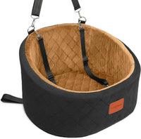 Lealchum Dog Car Seat for Small Dogs Up to 30 Lbs with 2 Safety Dog - Black/Coffee / Small