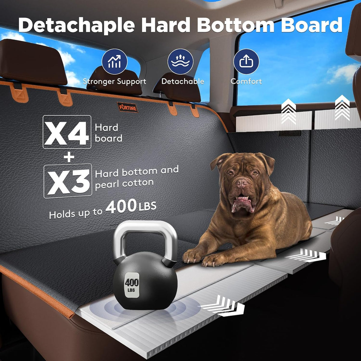 FURTIME Dog Car Seat Cover for Back Seat - Black / For Full Size Truck /Full Size Suv - image 3