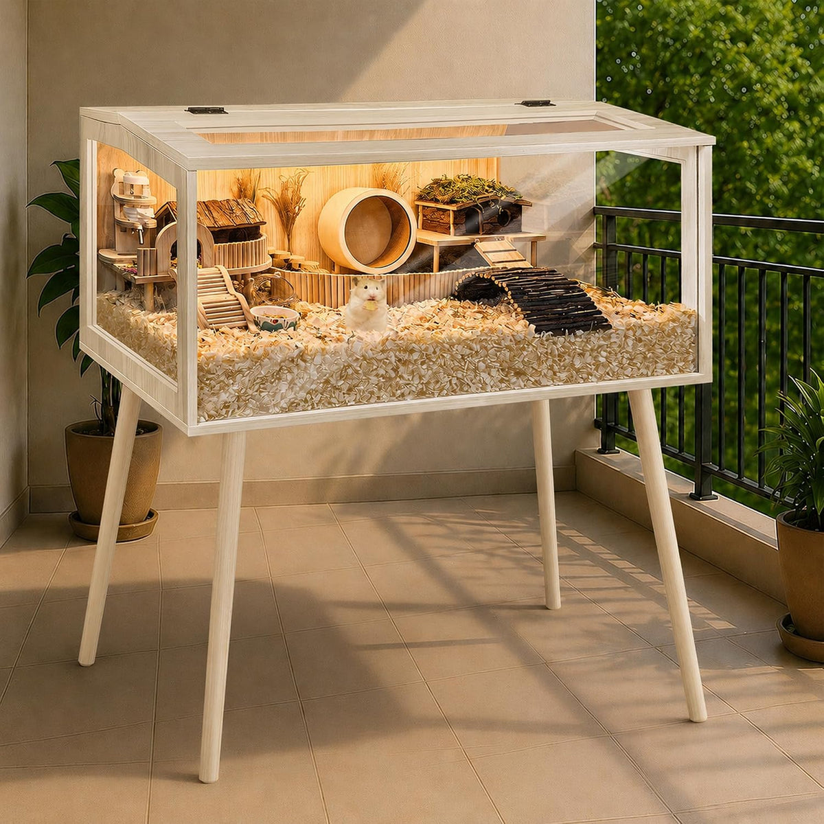 PROLEE Small Animal Cage, Hamster Cage Wooden Roof - 48.0"L x 20.0"W x 47.5"H / Wooden Roof - image 4