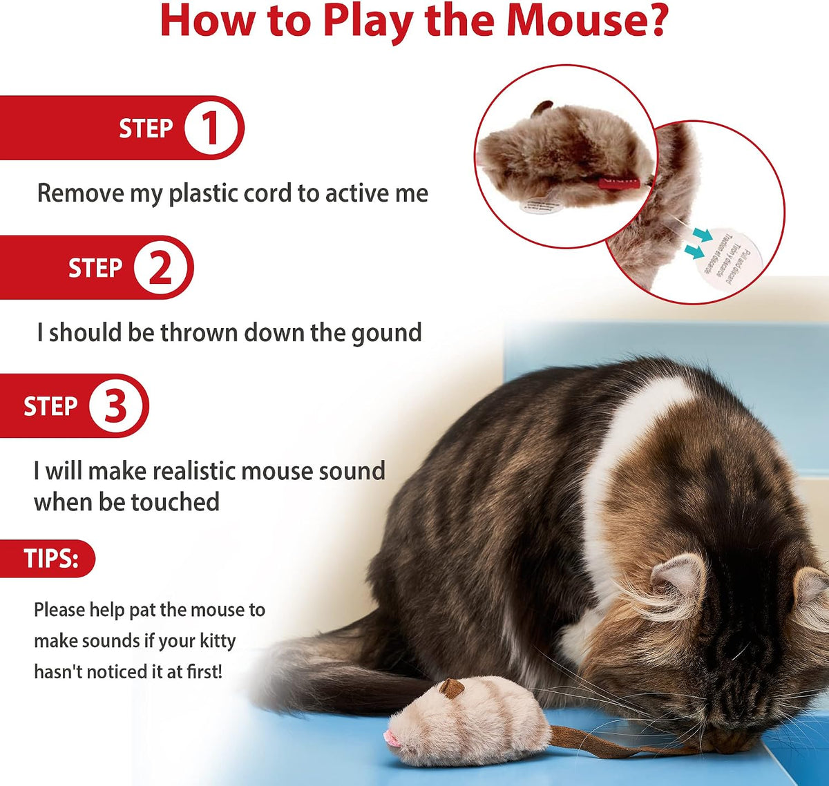 GiGwi Interactive Cat Toys Squeaky - Mouse - image 3