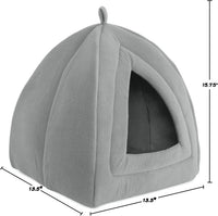 PETMAKER Cat House Indoor Bed with Removable Foam Cushion - Gray / (L) 13” x (W) 13” x (H) 15.75” (Pack of 2) - image 2