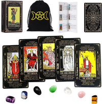 Fofeadm Tarot Cards with Guide Book & Linen Carry Bag - Black Tarot Cards Set