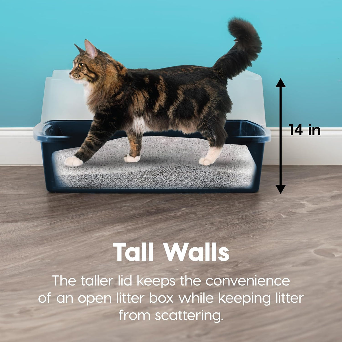 IRIS USA XX-Large High Sided Cat Litter Box, Scatter Shield - XXL / Navy - image 4
