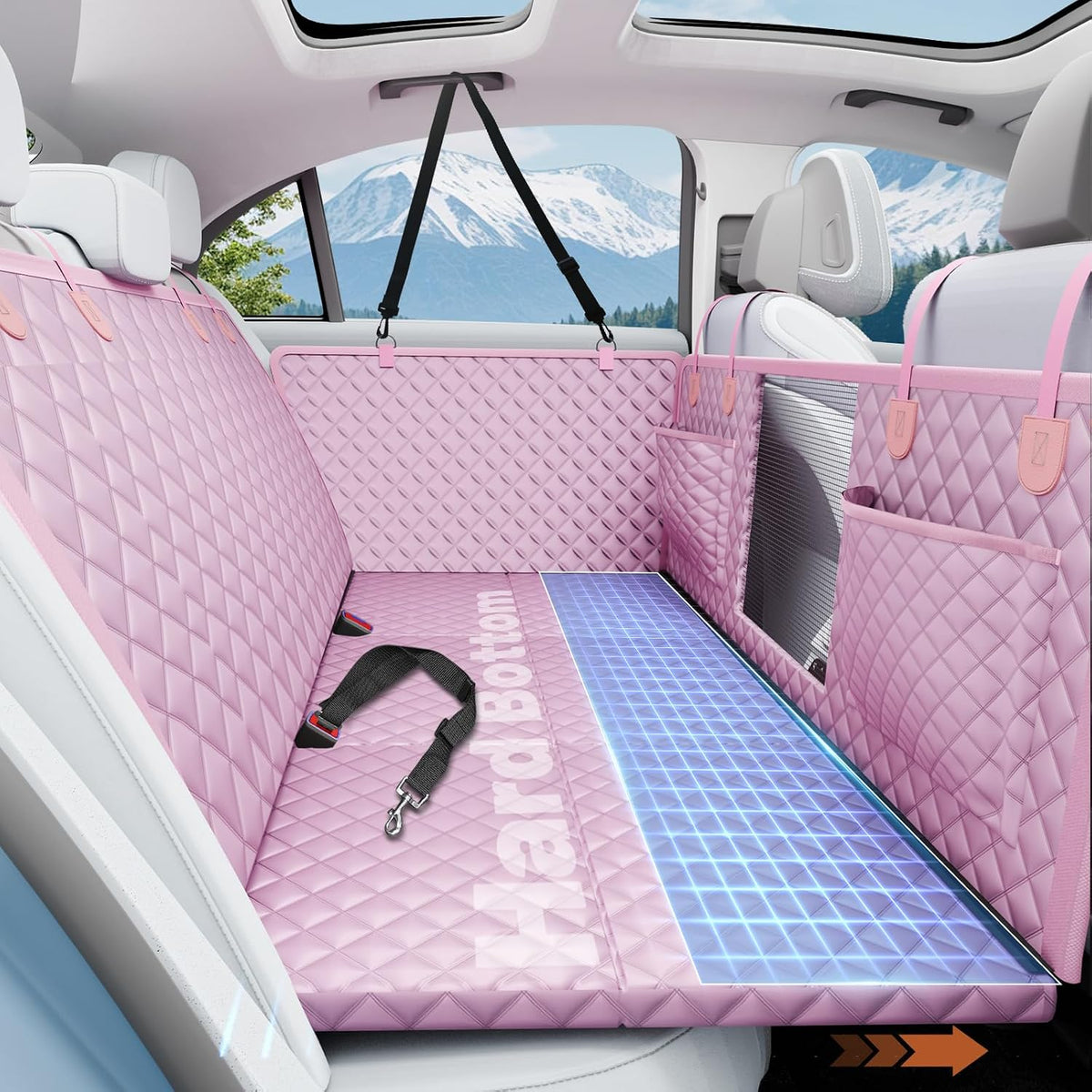 Dog Car Seat Cover for Back Seat - Pink / L - For Cars/SUV/ Sedans/MPV