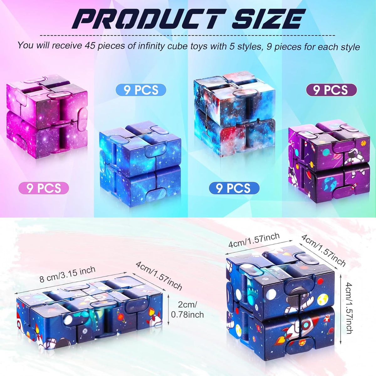 Zhanmai 20 Pieces Galaxy Infinity Cube Fidget Sensory Toy - 20 / Graceful Style - image 3
