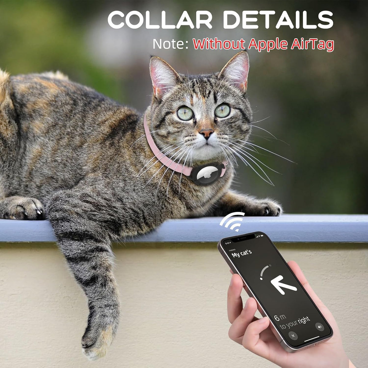 AirTag Cat Collars, Stretchy Collar with Air Tag Holder and Bell – Essentials for Cats - Pink - image 3