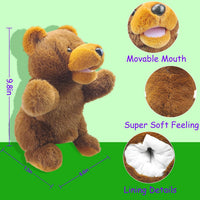 okegztoa 10 inch brown bear hand puppet with movable mouth and arms - view 25