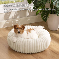 Bedsure ComfyFleece Donut Dog Bed Medium Size Dog with Washable Cover – Essentials for Dogs - S Plus (27x27x8) / Cream - image 3