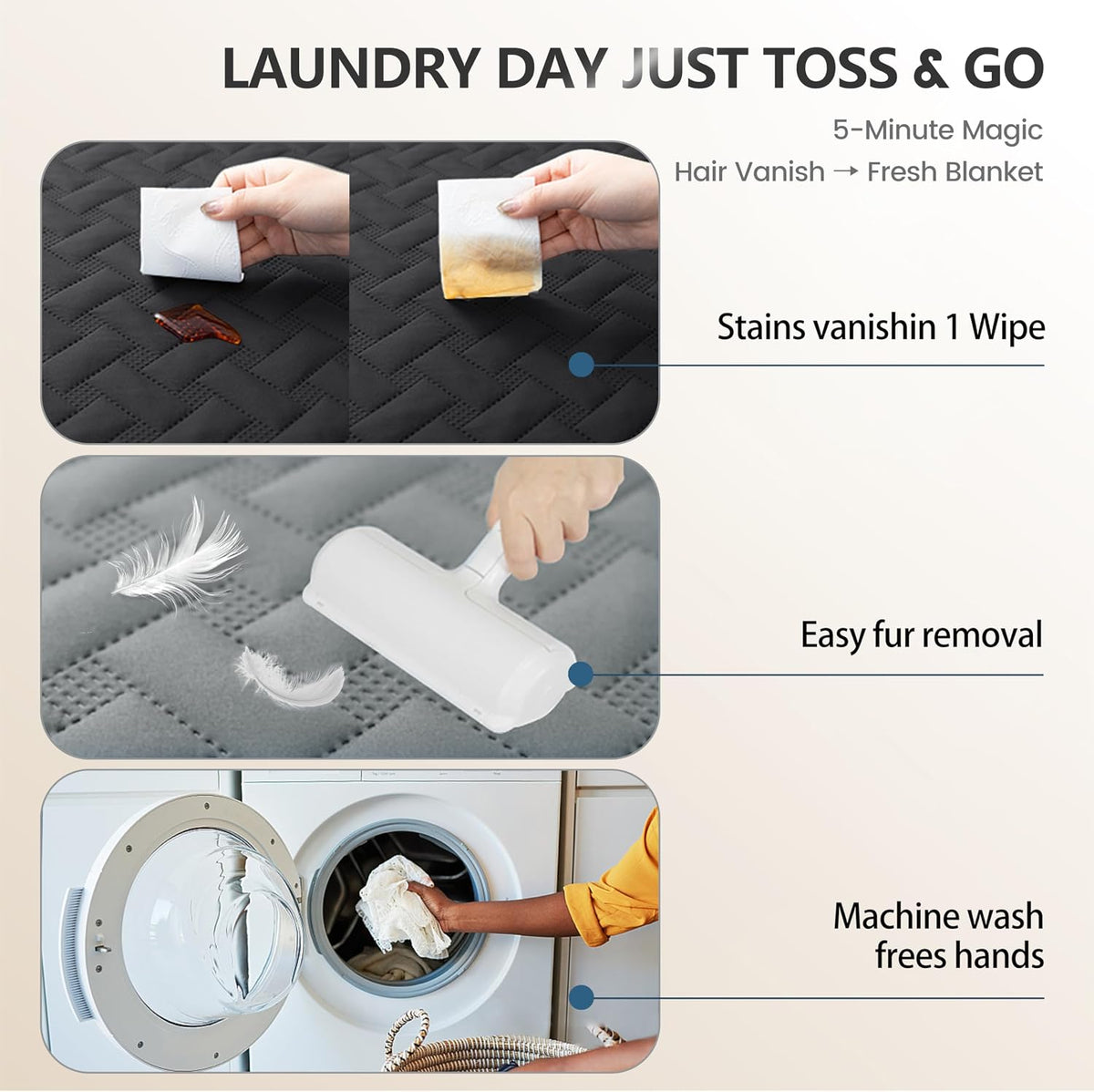 gogobunny 100% Double Sided Waterproof Dog Blanket Soft Pet Bed Cover - 52x82 Inch (Pack of 1) / Dark Charcoal/Light Charcoal - image 3