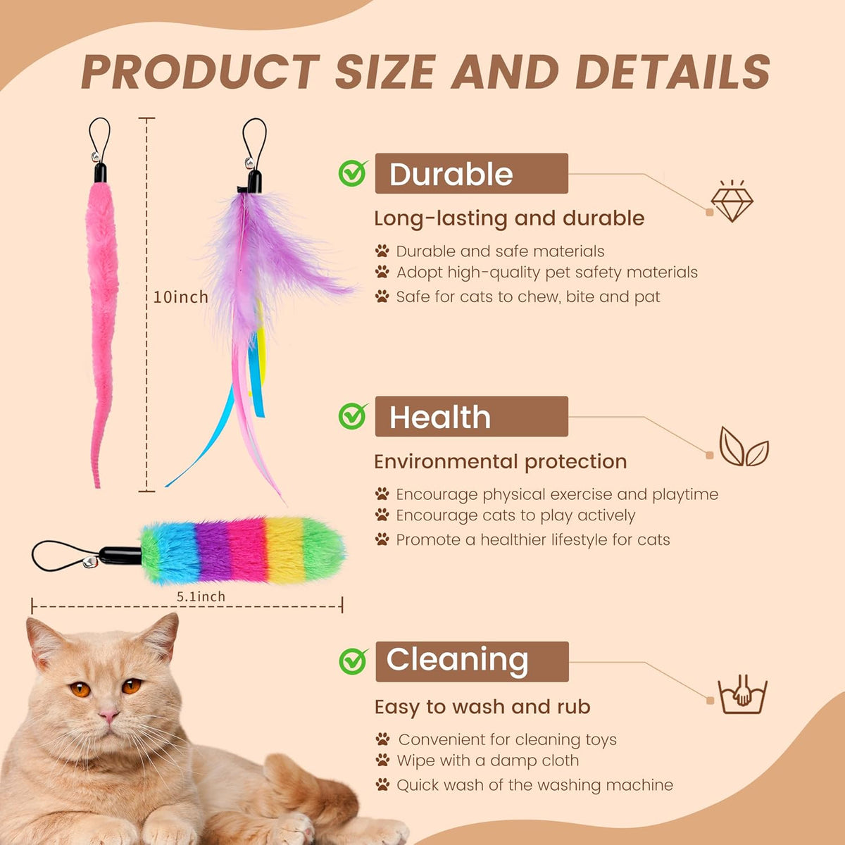 Upgraded 2.36 Inch Large Interactive Cat Toys Ball for Indoor Cats - multicolour - image 2