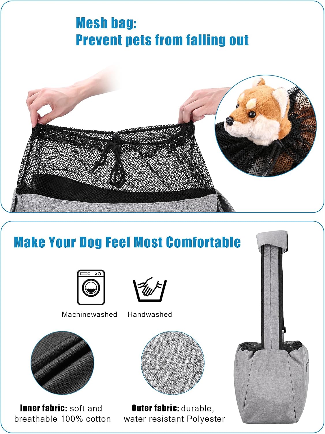 Ownpets XL Dog Sling 15-25lbs - Grey - image 3