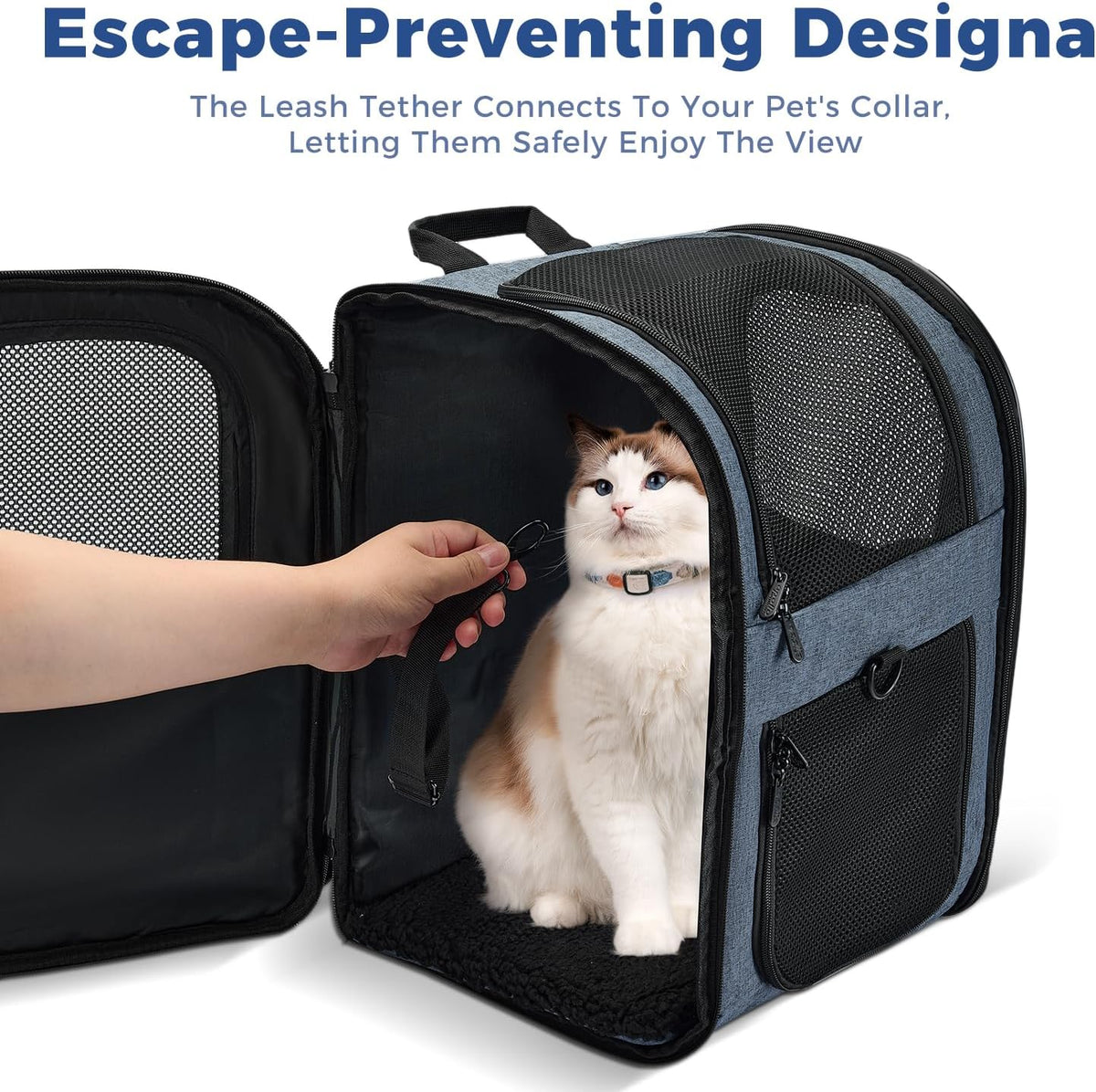 Apollo Walker Cat Backpack Carrier, Support Frame - Navy / Medium-Standard - image 3