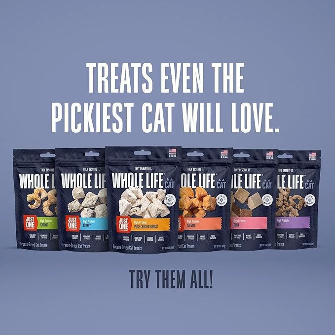 Whole Life Cat Just One Shrimp Freeze Dried Cat Treats - Human Grade High Protein Food, Healthy Training Snacks, Freeze Dried Shrimp Food Toppers, USA Made Natural Treats - .7 oz (Pack of 1)