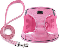 Dog Harness with Leash Set, Step-in Adjustable Puppy Pet Vest - Pink / M(Chest:16"-18")