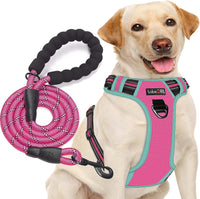 tobeDRI No Pull Dog Harness Adjustable Reflective Oxford Easy Control - Pink/Blue / Medium
