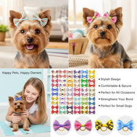 Dog Hair Bows Small Puppy Clips for Pet Grooming Accessories Doggy - 60pcs rubber bands dog hair bows - image 2