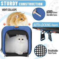 Pet Carrier Large Cats 20 lbs Top Load/Soft Sided Small Dog Travel Carriers/Collapsible Carrier Bag for Medium Cat Puppy/Sturdy Transport Carriers Long Trips/Medium Cats 15 pounds Blue